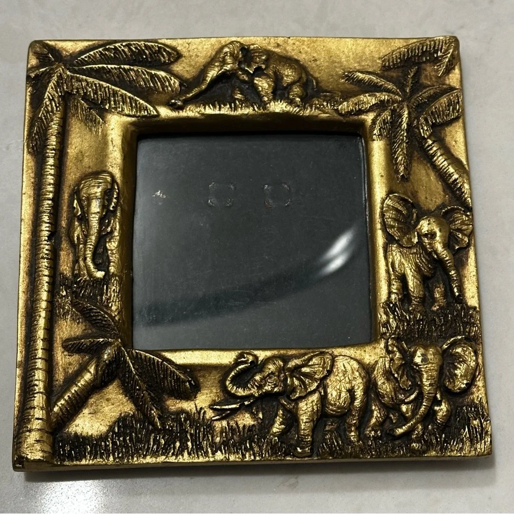 Pier 1 Imports Gold Metal Elephant Picture Frame Vintage